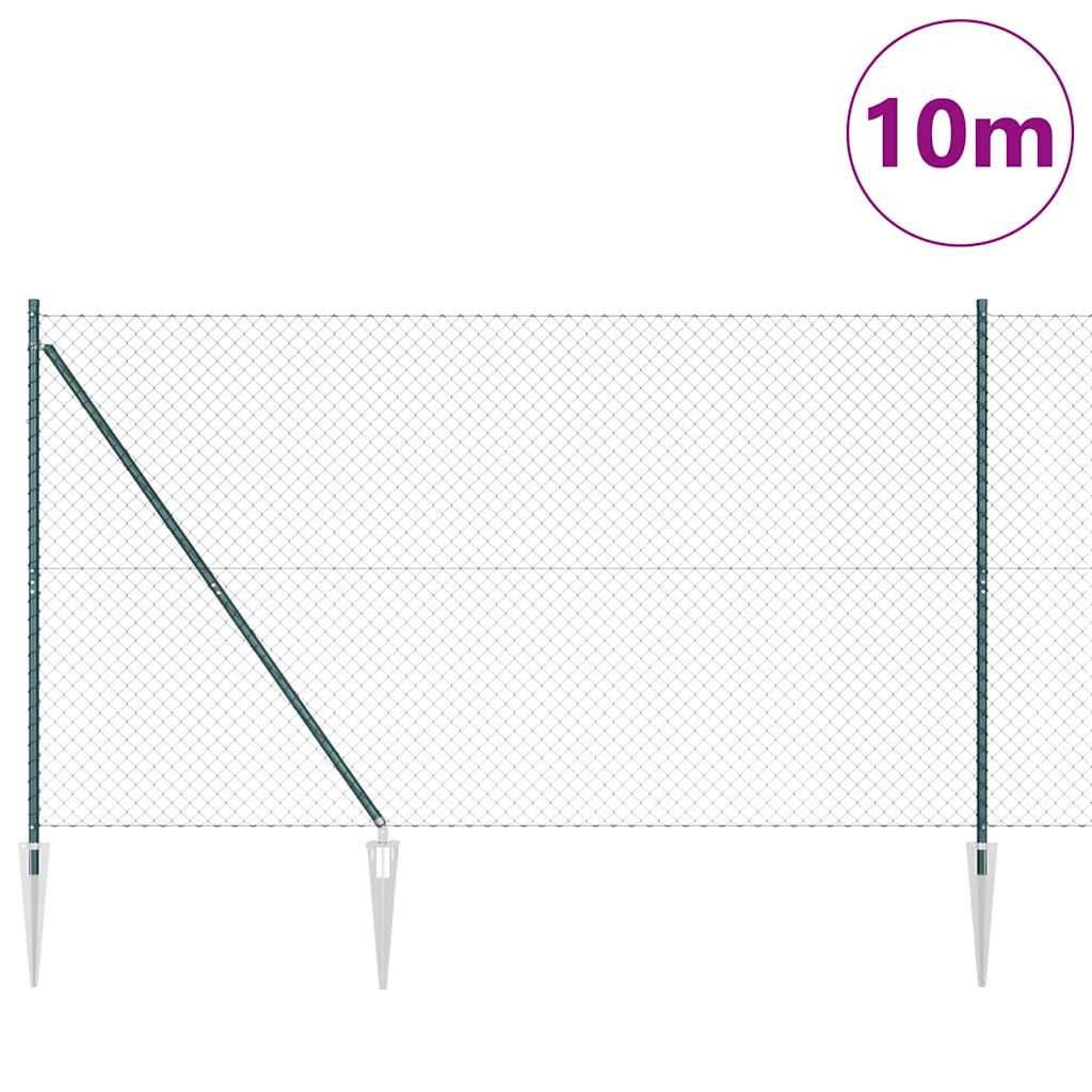 Outdoor Kettenglied-Zaun Erdfixierung 10 x 0,4 m Grün Netz