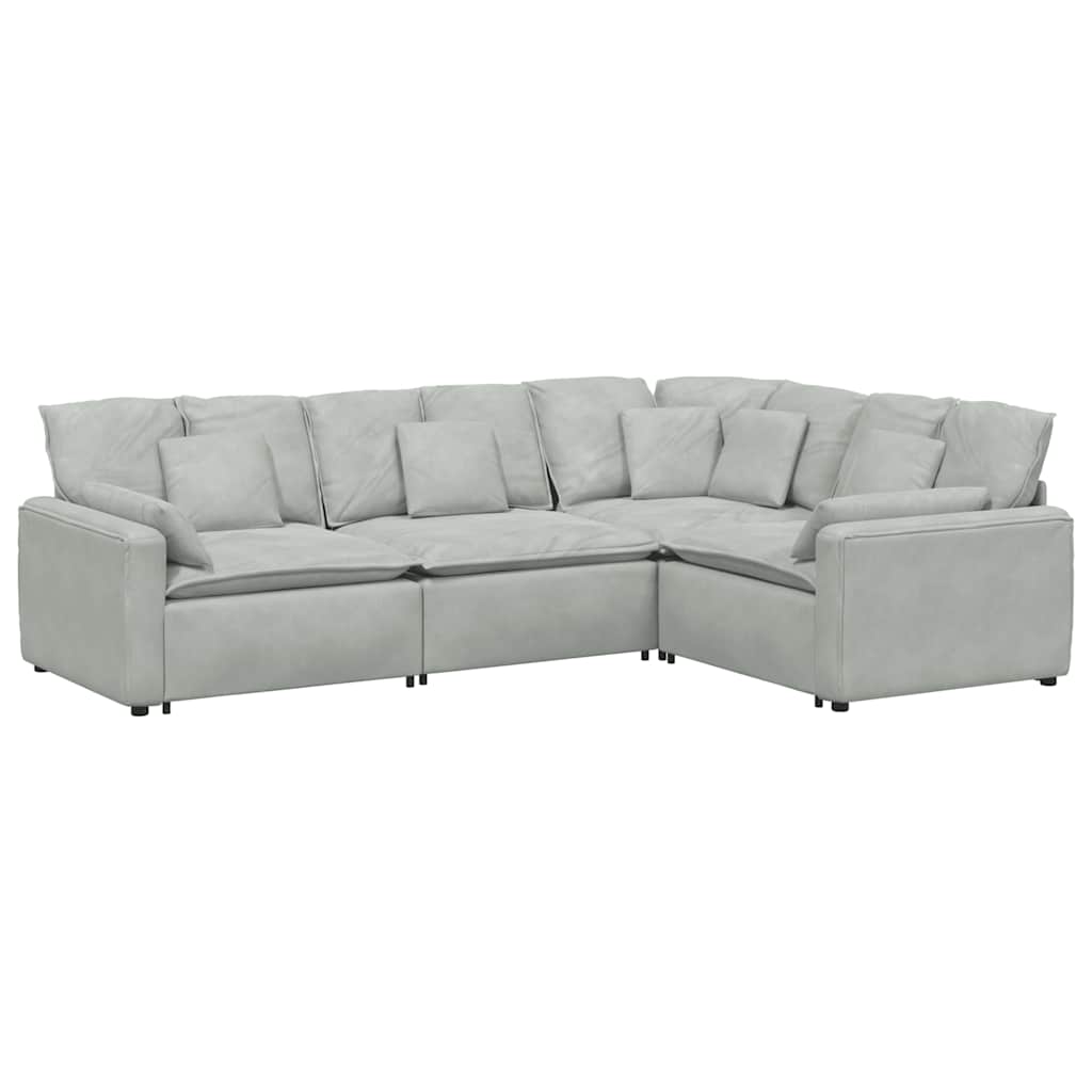 Modulares Sofa mit Kissen Samt Blau