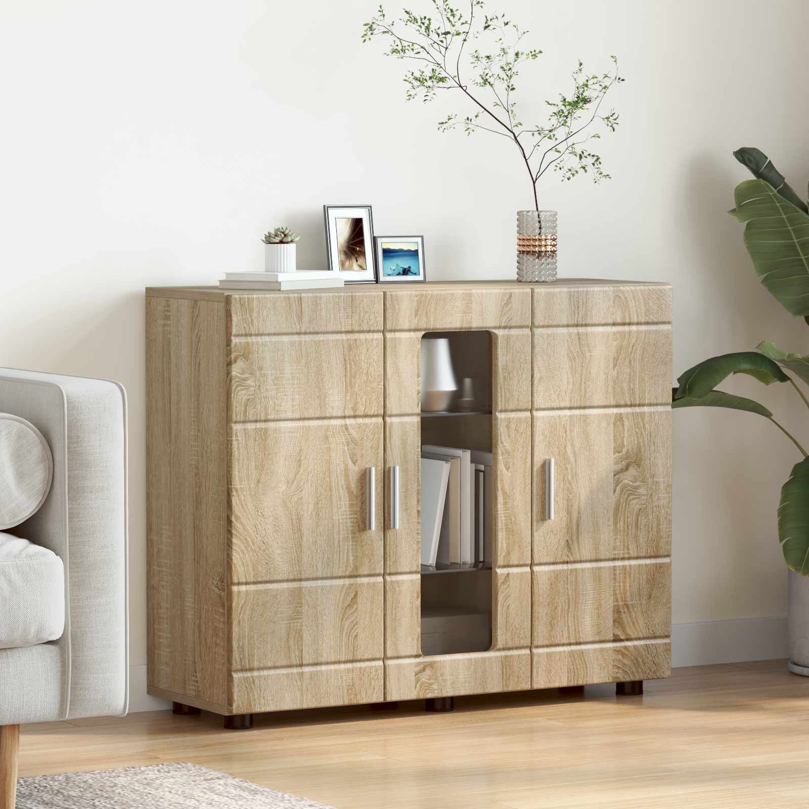 Highboard mit Regal FLORIN Weiß 60 x 35 x 182 cm Holzwerkstoff