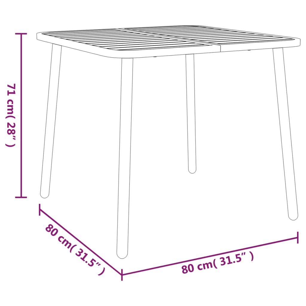 Gartentisch Anthrazit 100x100x71 cm Stahl