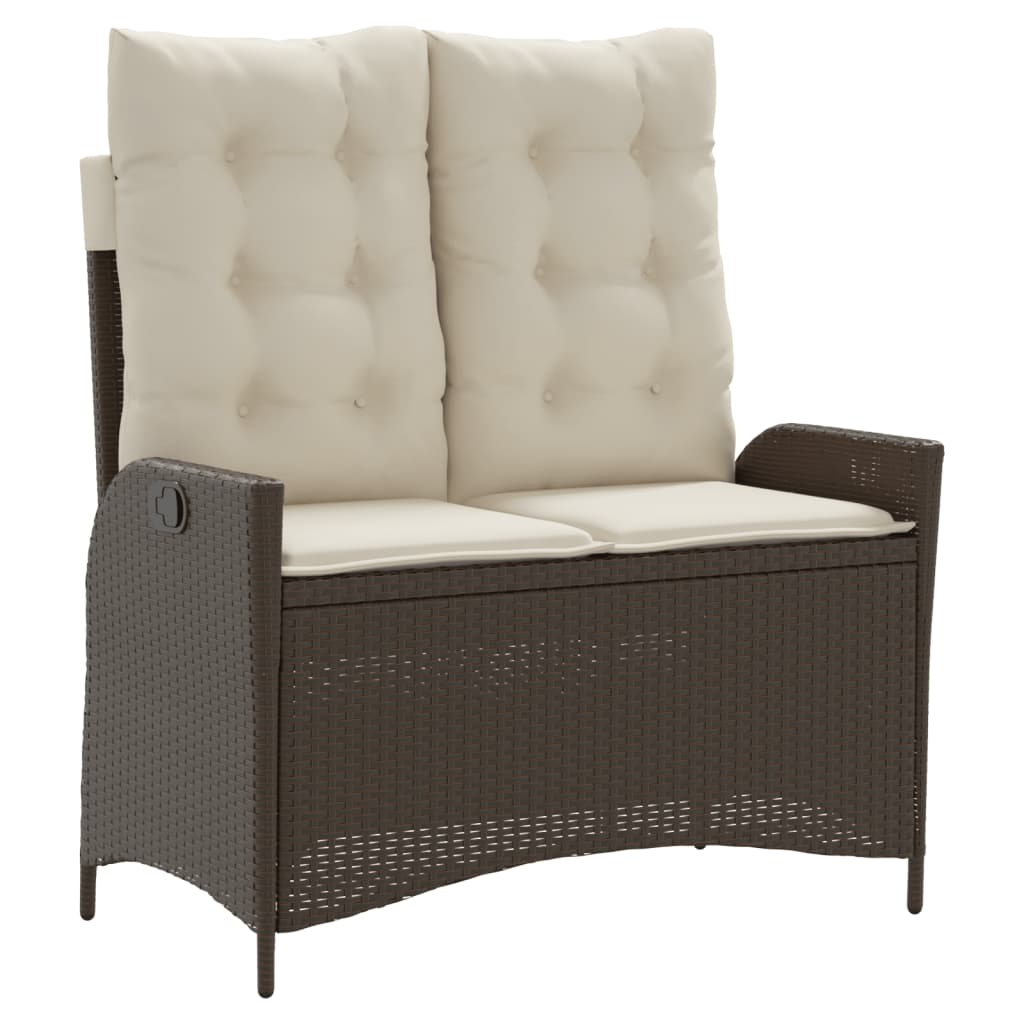 Gartenbank Verstellbar mit Kissen Schwarz Poly Rattan