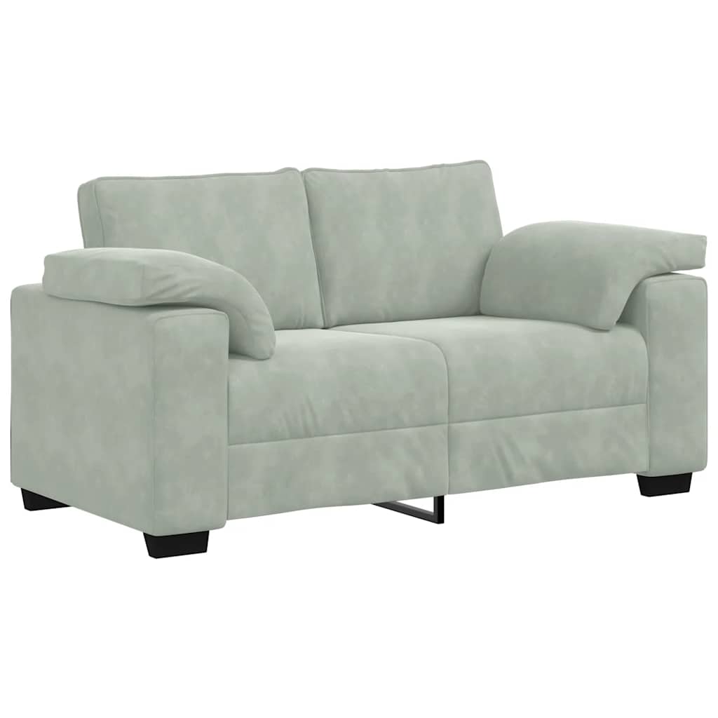 2-teiliges Sofa-Set mit Kissen, hellgrauer Samt
