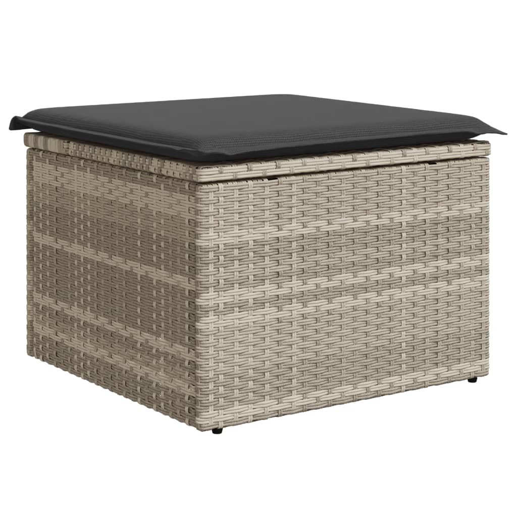 Gartenhocker mit Kissen Schwarz 55x55x37 cm Poly Rattan