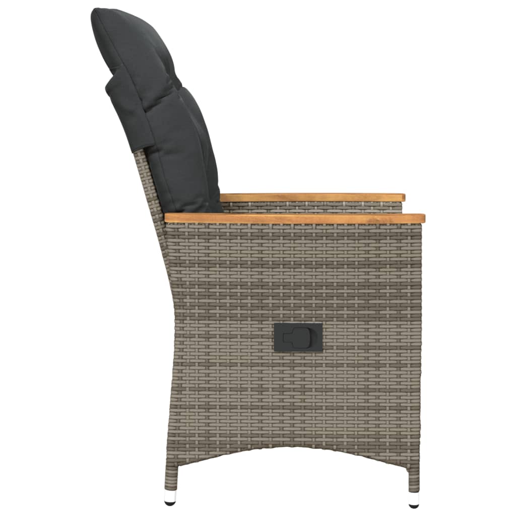 Gartensessel Verstellbar mit Kissen Schwarz Poly Rattan