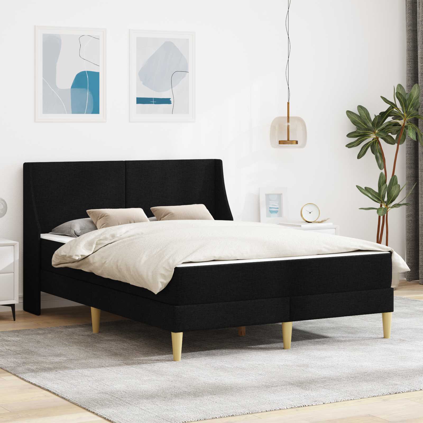 Bettgestell mit Matratze Hellgrau 80x 200 cm Polyester
