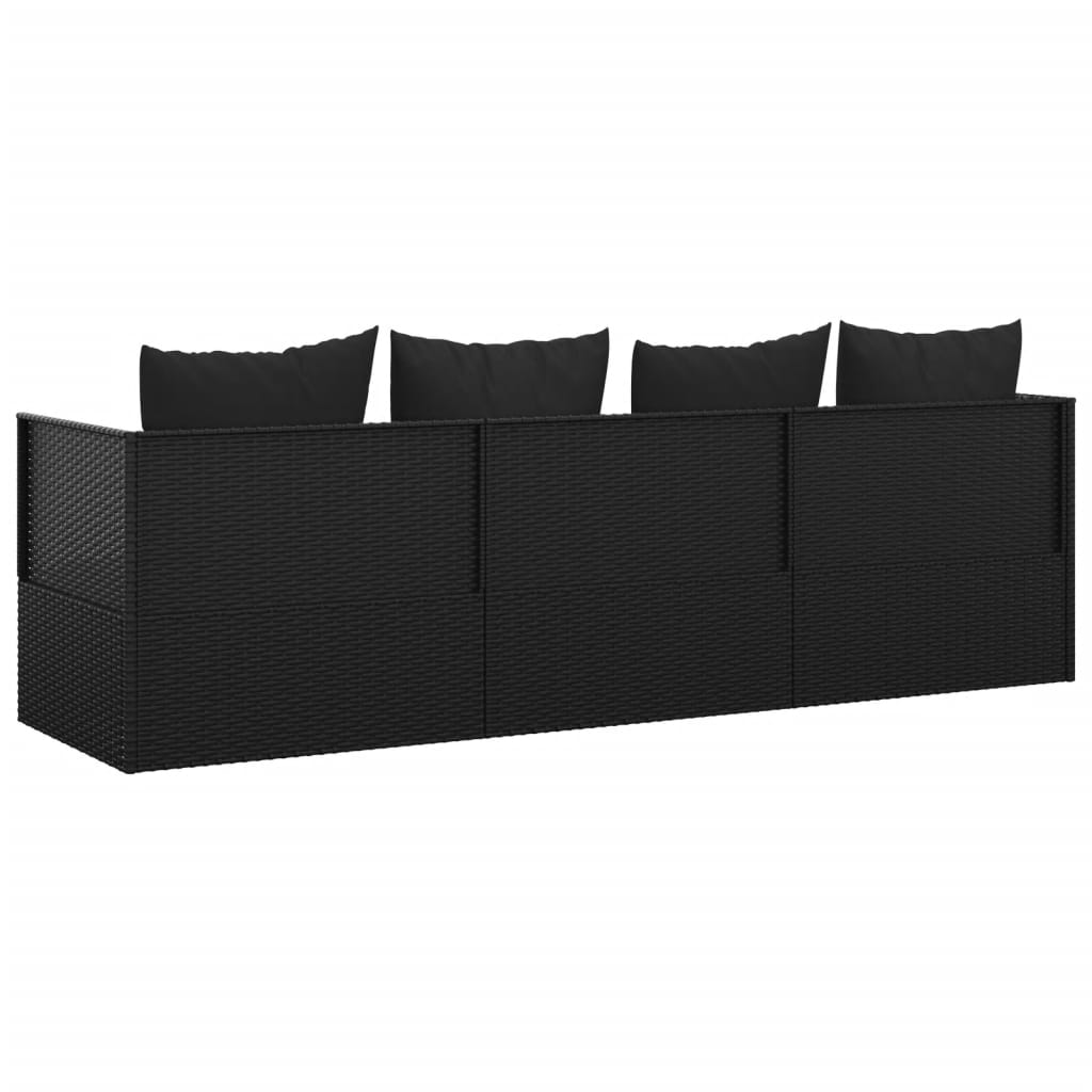 Outdoor-Loungebett mit Kissen Braun Poly Rattan
