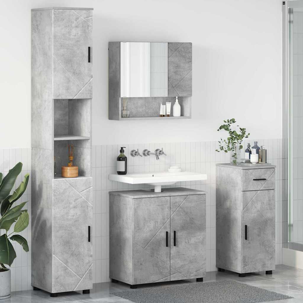 Badezimmermöbel-Set mit Tür 4 pcs Weiß Holzwerkstoff & Metall