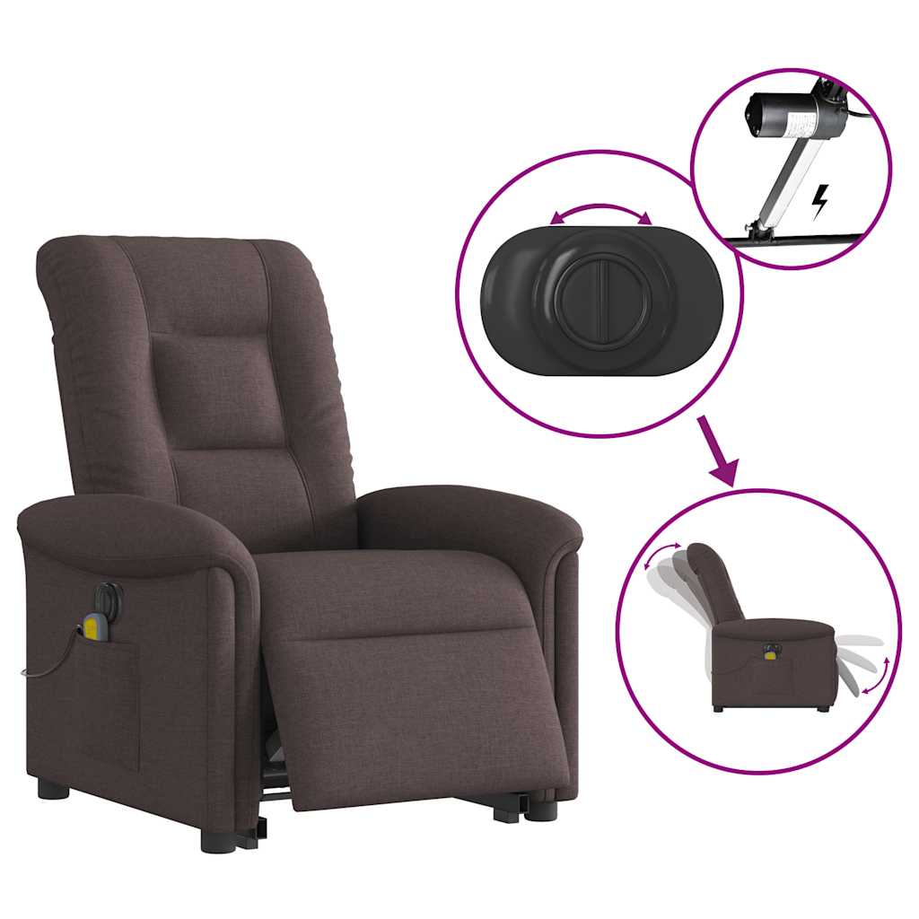 Massagesessel mit Aufstehhilfe Hellgrau Stoff