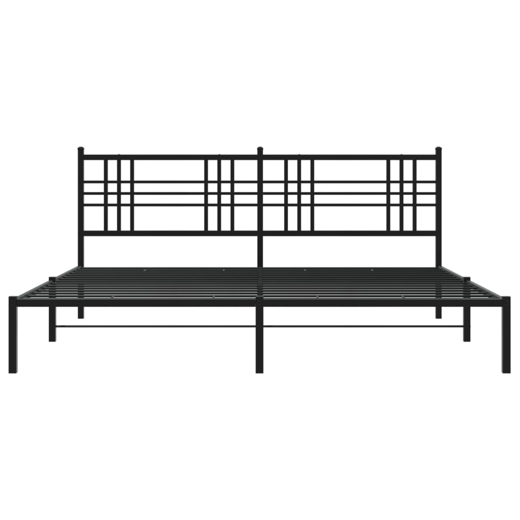 Bettgestell mit Kopf- und Fußteil Metall Schwarz 90x200 cm
