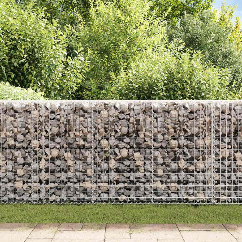 Gabionenwand mit Abdeckung Verzinkter Stahl 20×20×100 cm
