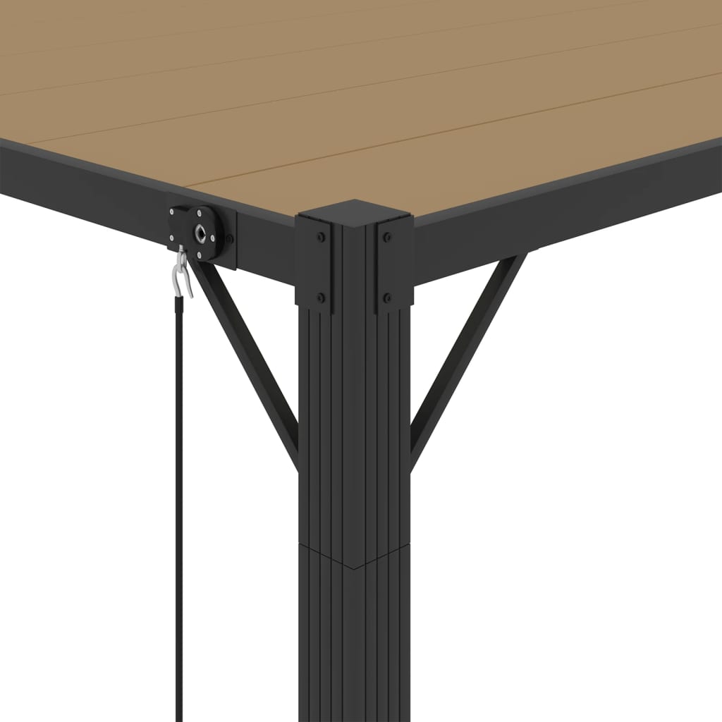 Pergola mit Lamellendach 3x3 m Creme Stoff und Aluminium
