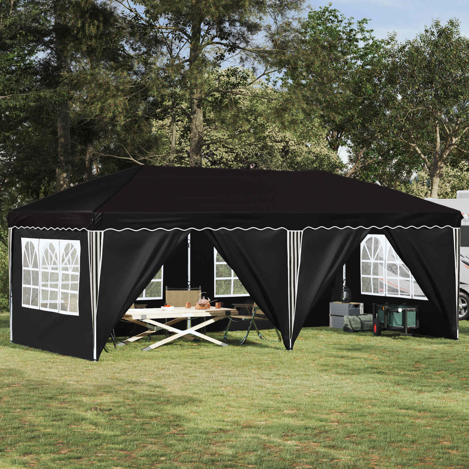 Pop-up Partyzelt 575 x 290 x 245 cm Creme