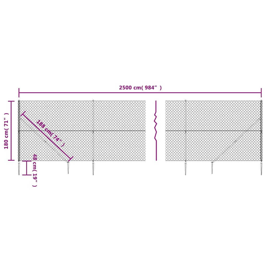Maschendrahtzaun mit Bodenhülsen Grün 0,8x10 m
