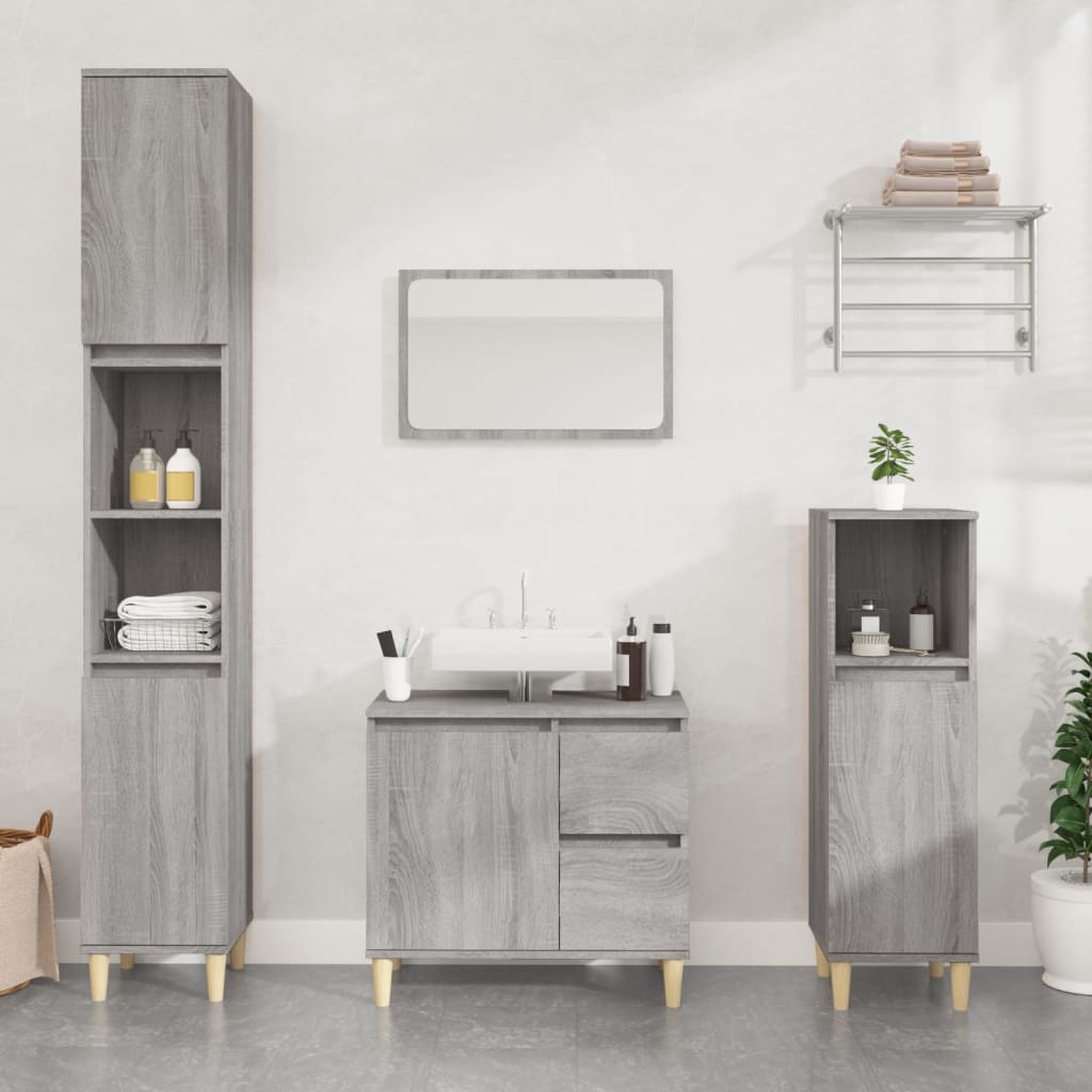 Badschrank Weiß 30x30x190 cm Holzwerkstoff