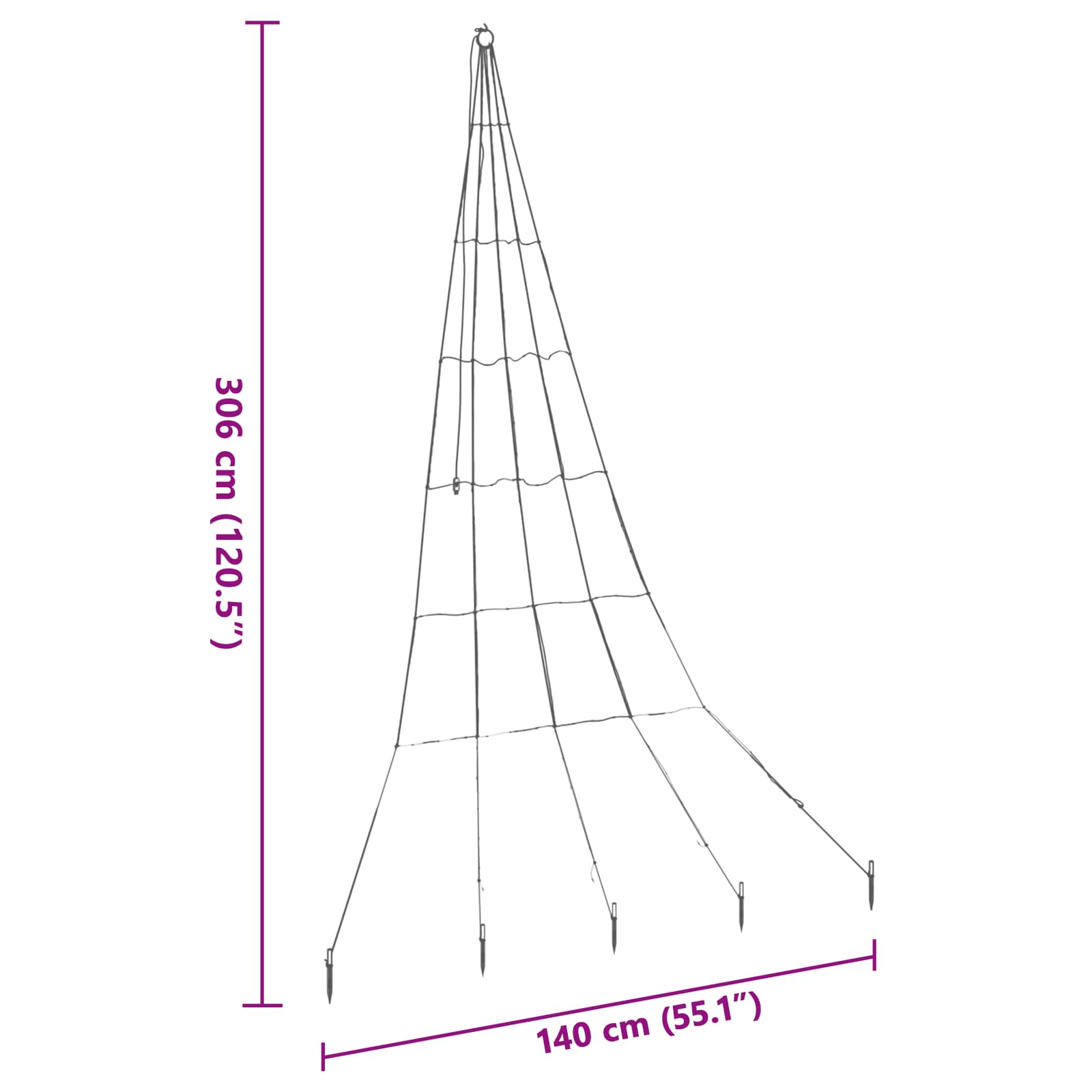 LED Weihnachtsbaum mit Erdspießen Warmes Weiß 182 cm Metall
