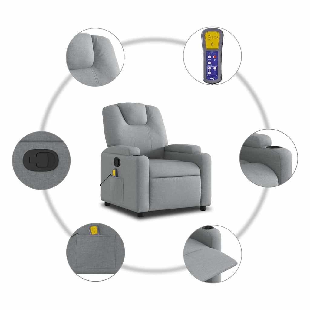 Relaxsessel Elektrisch Hellgrau Stoff