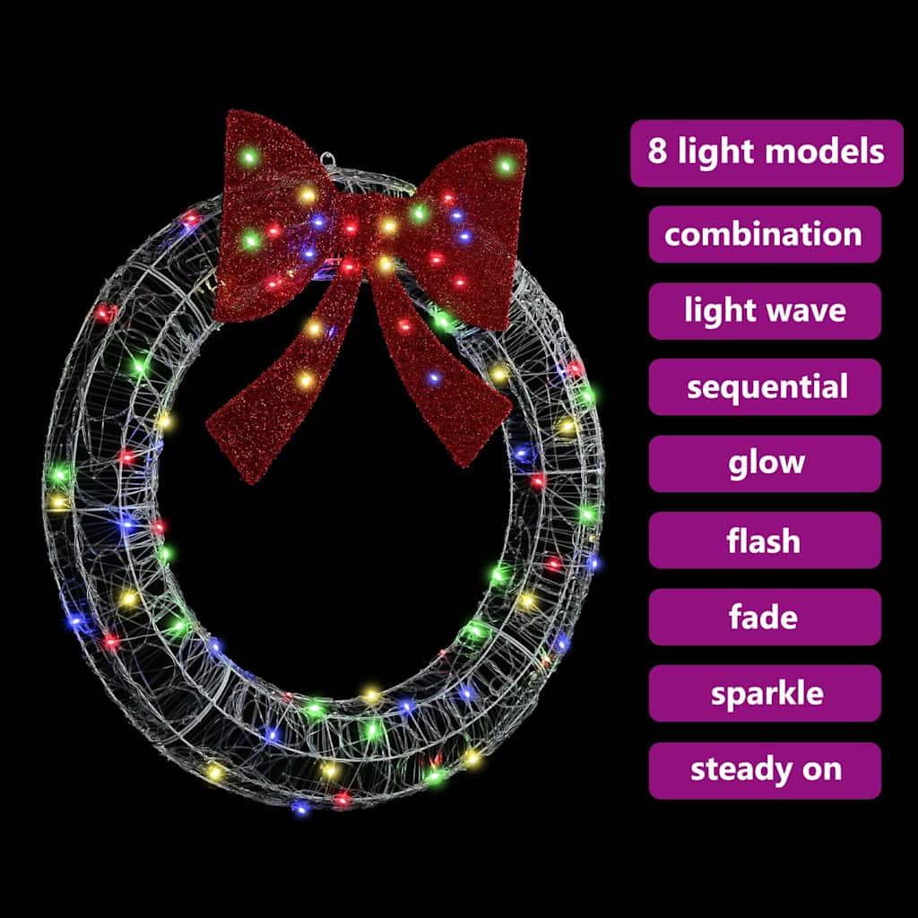 Kranz mit 60 LEDs Warmweiß 76 x 76 x 8,5 cm Acryl