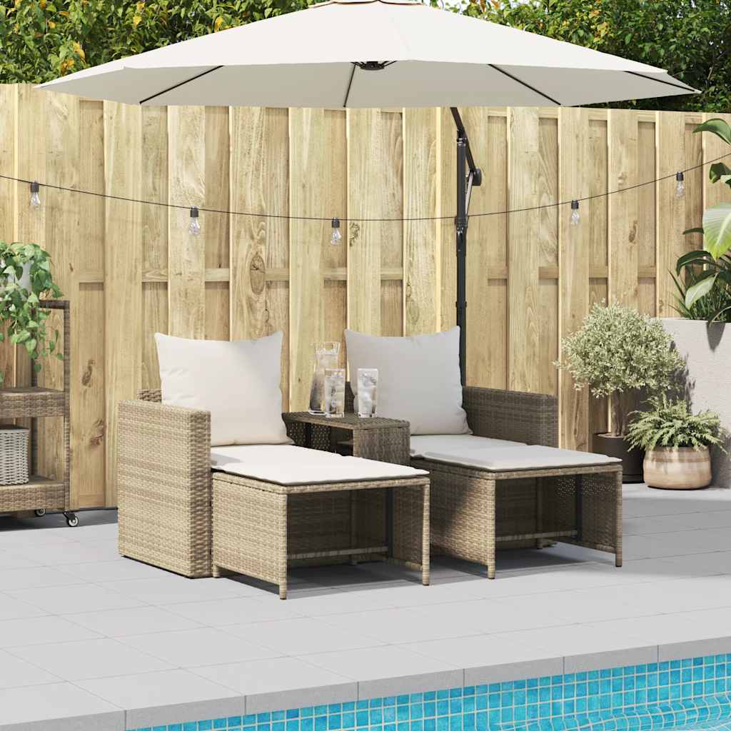 5-tlg. Garten-Sofagarnitur Kissen Stapelbar Schwarz Poly Rattan