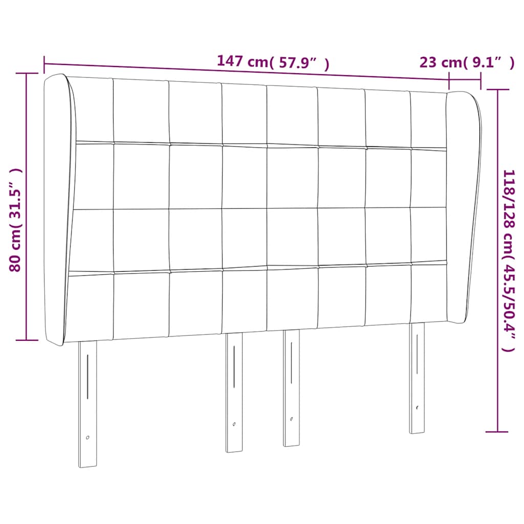 Kopfteil mit Ohren Dunkelblau 93x23x78/88 cm Samt