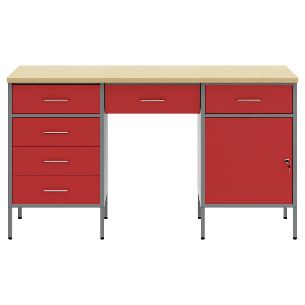 Werkbank mit Schubladen 2 pcs Rot und Grau 100 x 55 x 85 cm