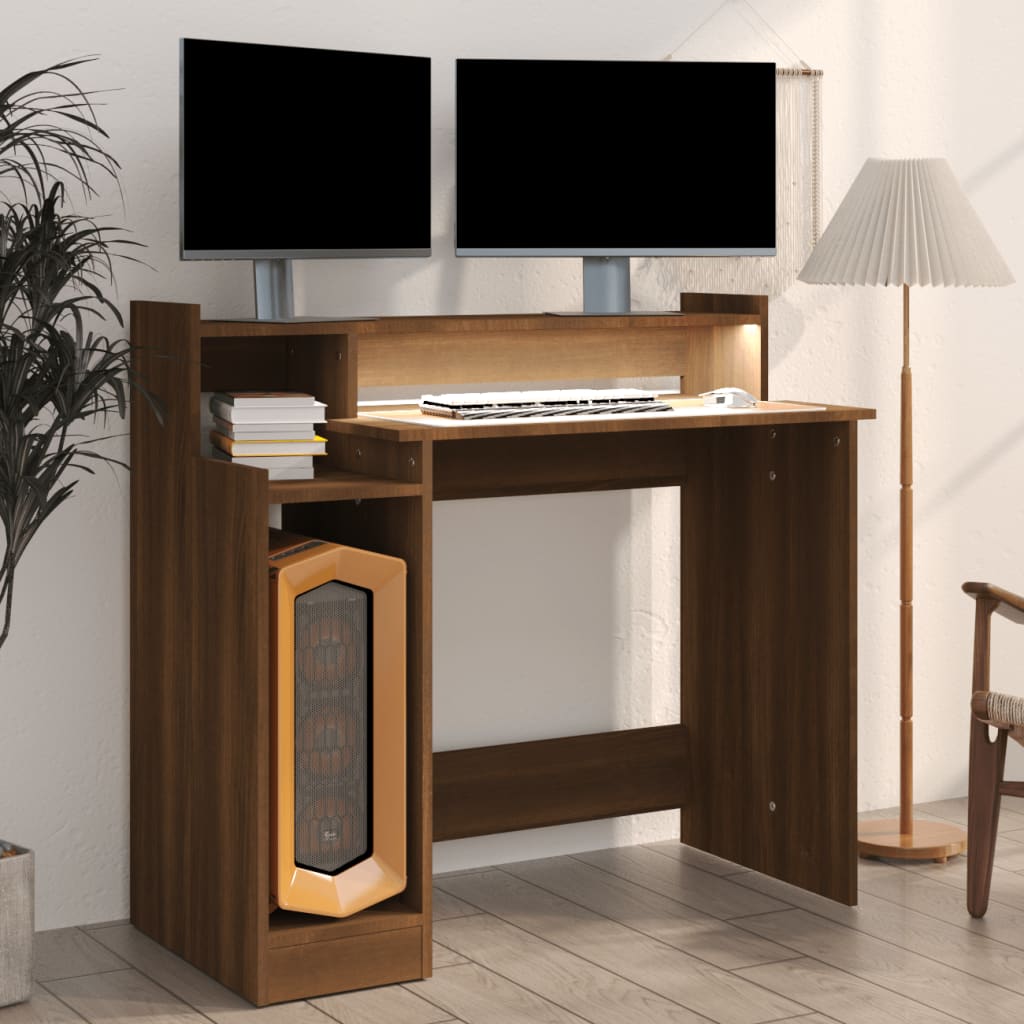 Schreibtisch mit LEDs Weiß 97x45x90 cm Holzwerkstoff