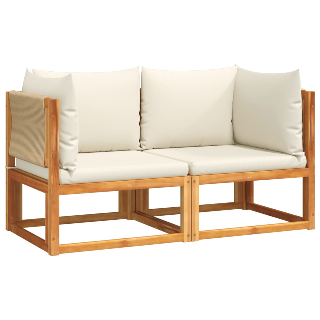 6-tlg. Gartensofa-Set mit Kissen Holz Akazie & Seil