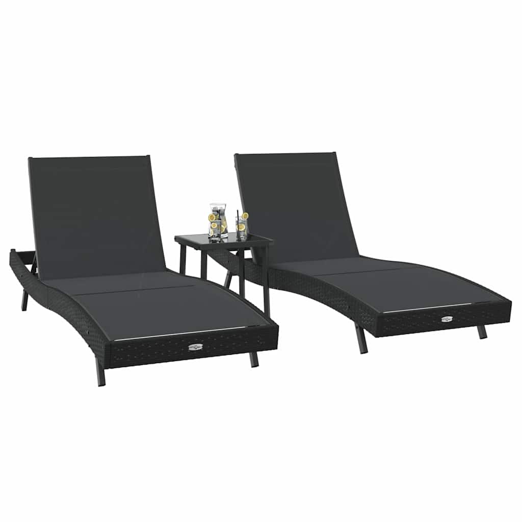 Sonnenliege 3 pcs Braun 197 x 70 x 82 cm Poly-Rattan