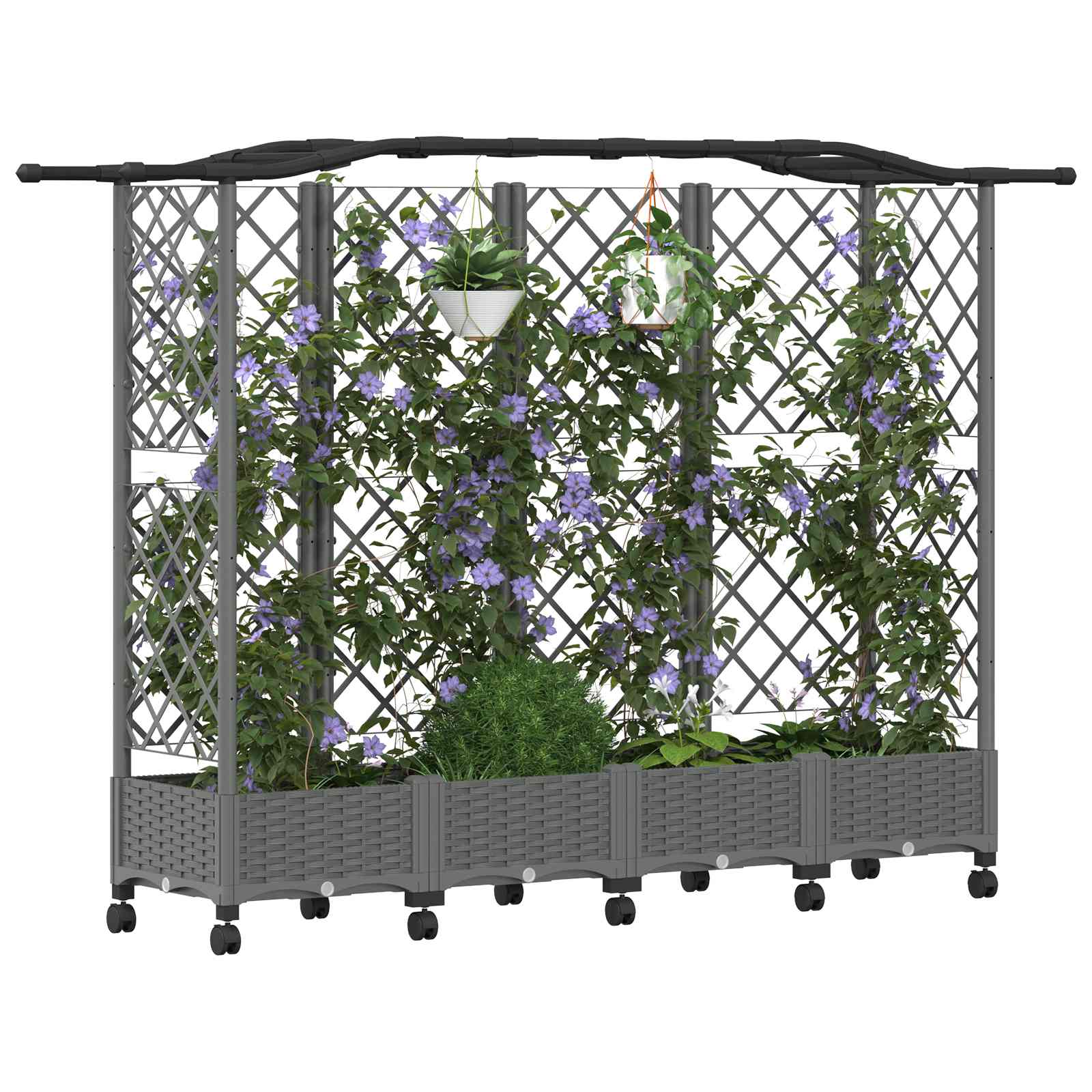 Hochbeet mit Rankgitter und Dach Braun 124 x 40 x 123 cm PP