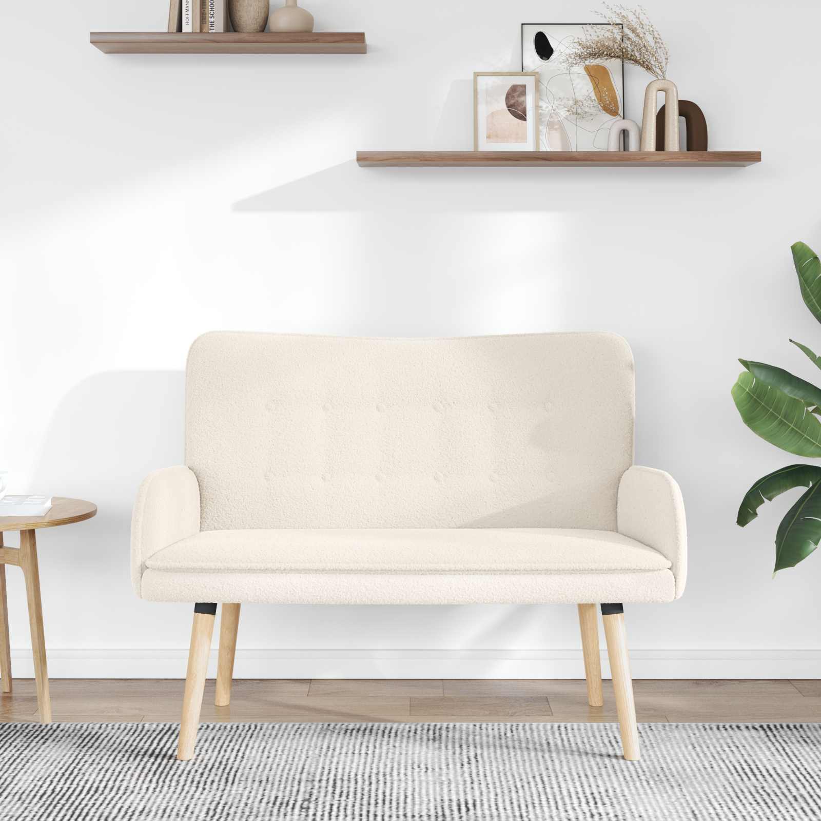 2-Sitzer Sofa Hellgrau 115 x 61 x 87 cm Bouclé