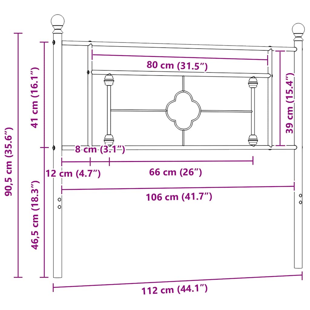 Ersatz-Kopfteil Metall Schwarz 100 cm