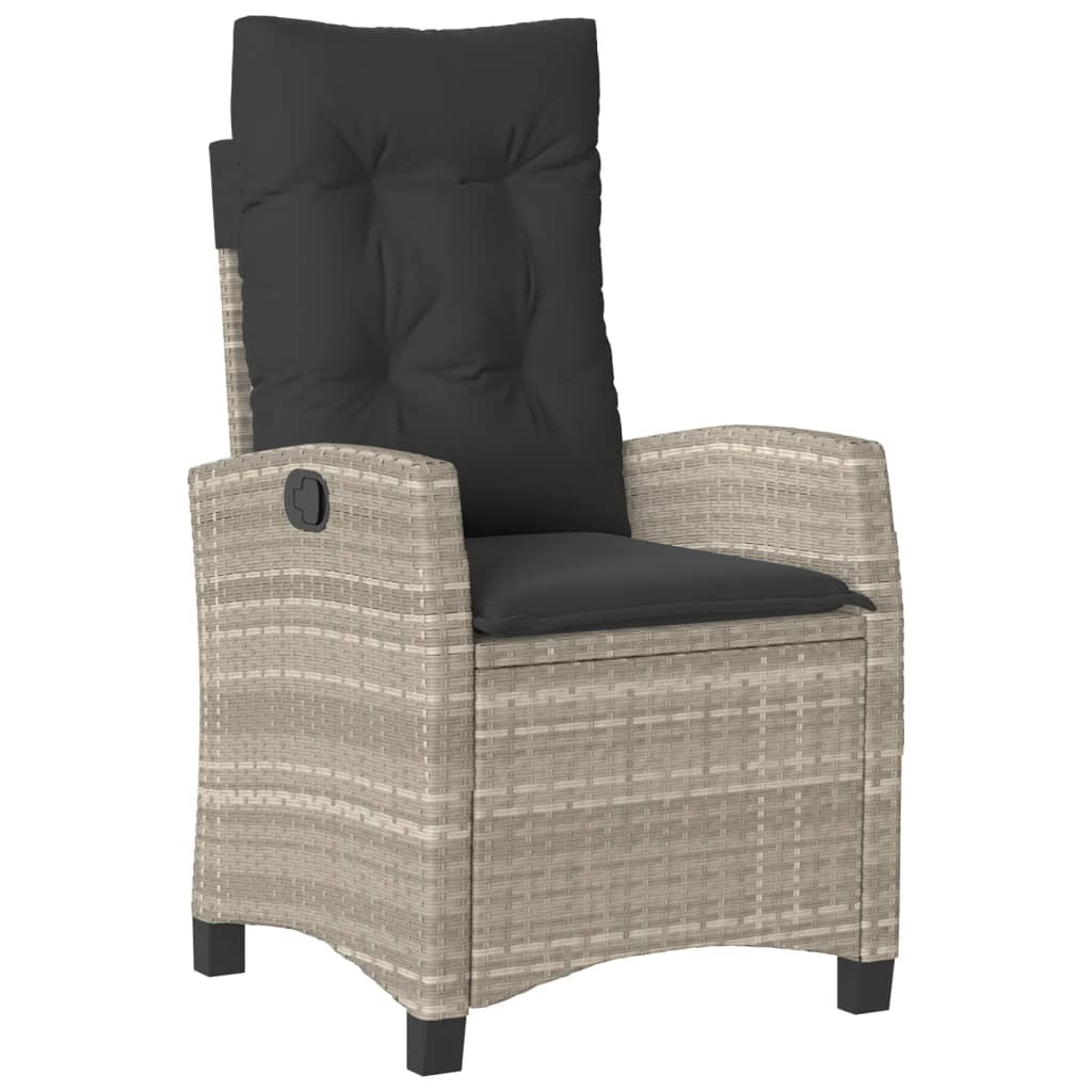 Gartensessel Verstellbar mit Kissen Schwarz Poly Rattan