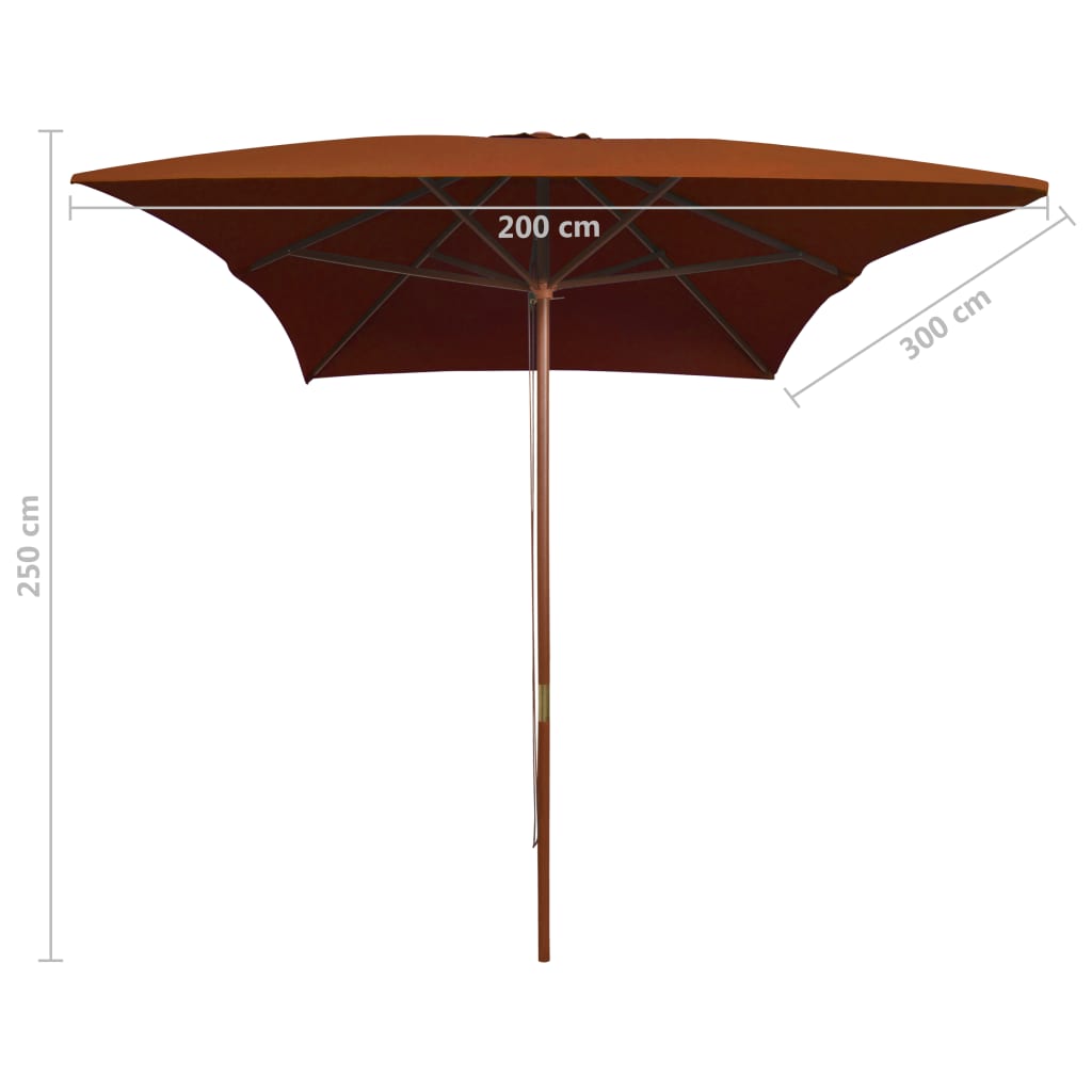 Sonnenschirm mit Holz-Mast 200x300 cm Schwarz