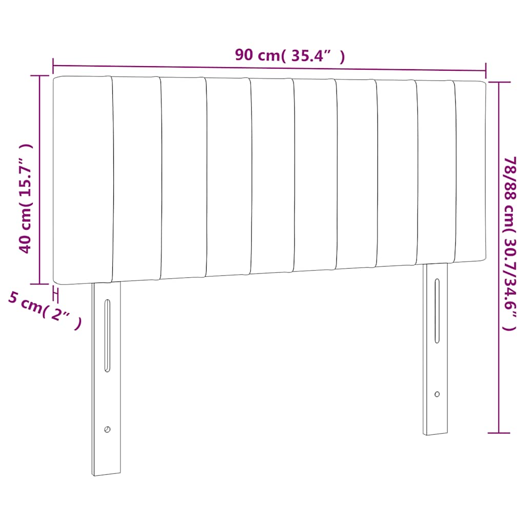 Kopfteil Hellgrau 80x5x118/128 cm Samt