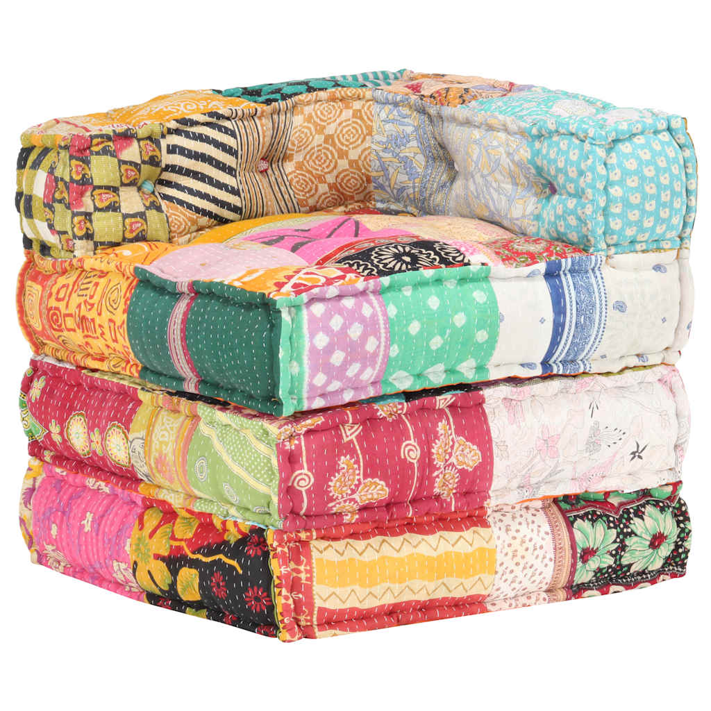 2-Sitzer Modularer Pouf Patchwork Stoff