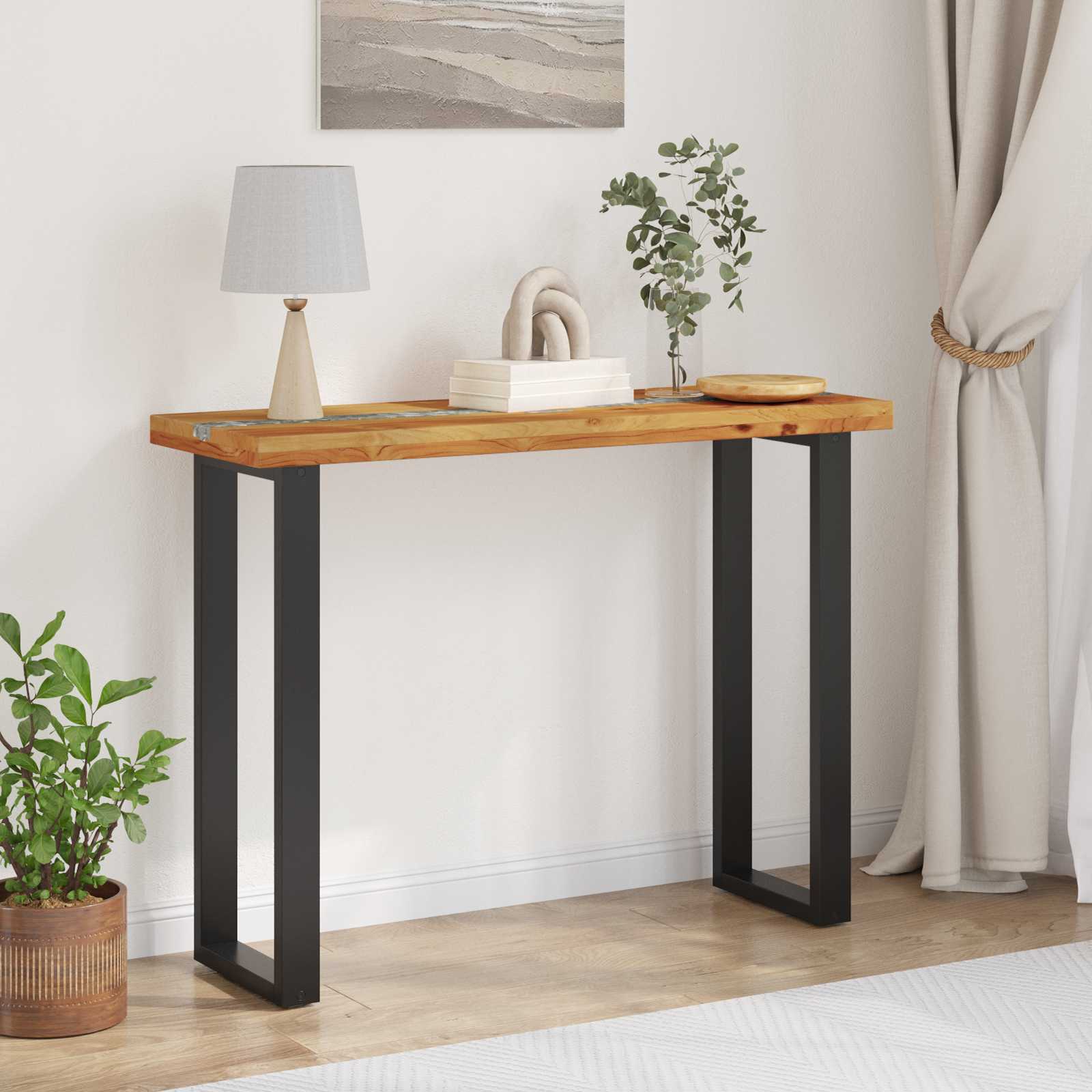 Konsolentisch Braun 100 x 35 x 75 cm Massives Teakholz