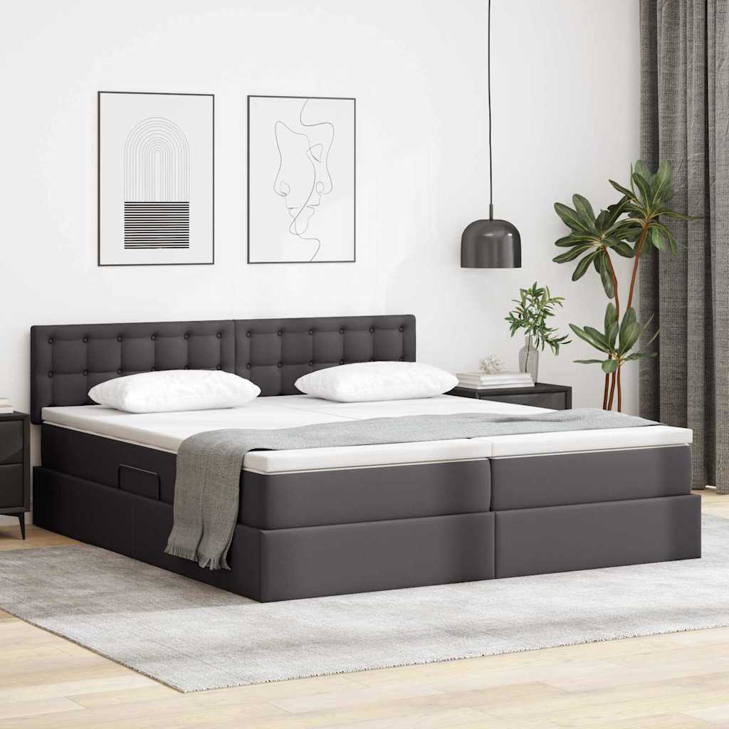 Bett mit Stauraum und LED Schwarz 180 x 200 cm Kunstleder