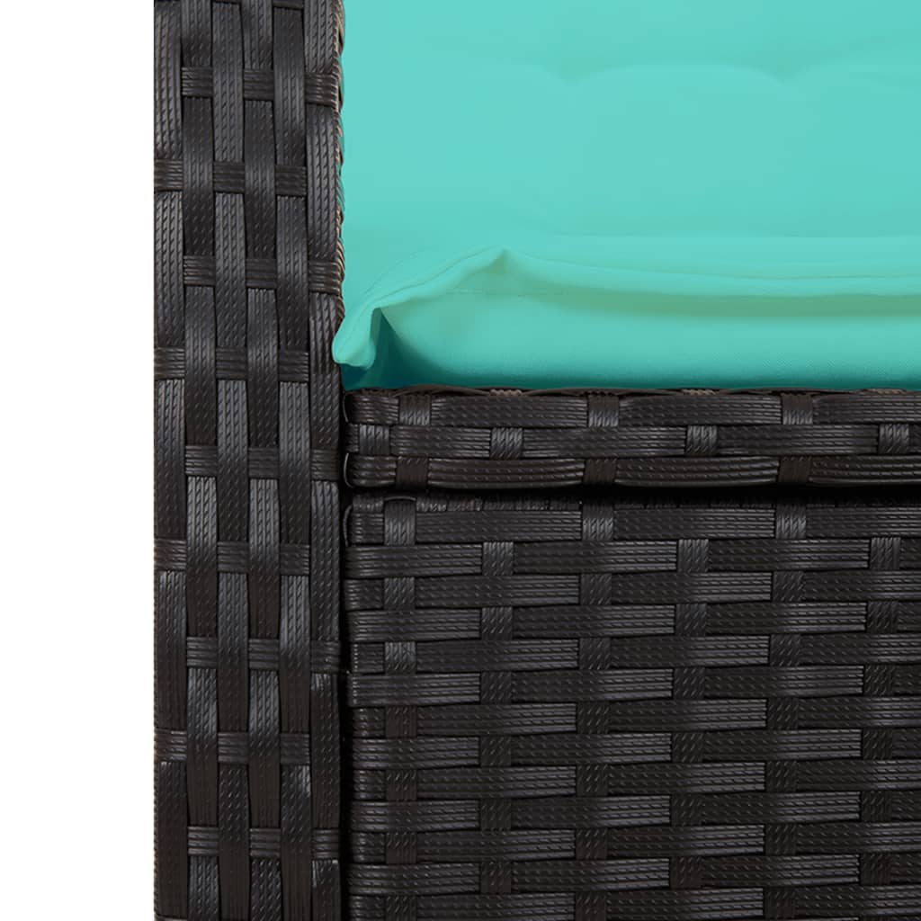 Gartenbank Verstellbar mit Kissen Braun Poly Rattan