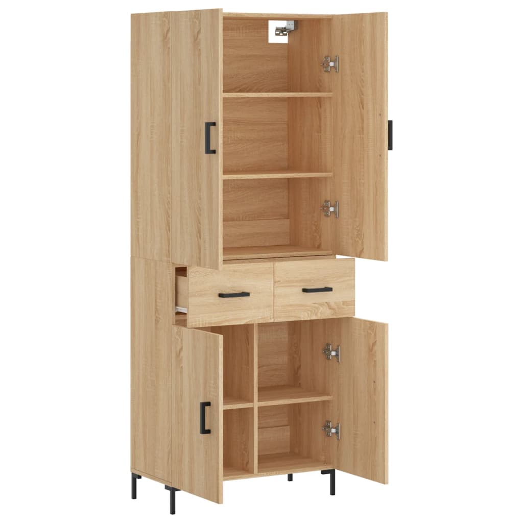 Highboard Betongrau 69,5x34x180 cm Holzwerkstoff