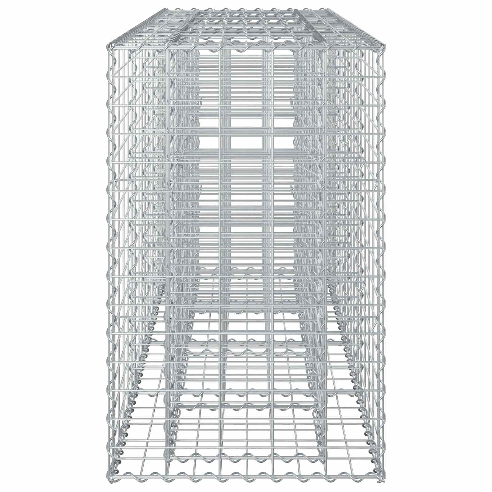 Gabionen Hochbeet 2 pcs Silber 260 x 60 x 55 cm