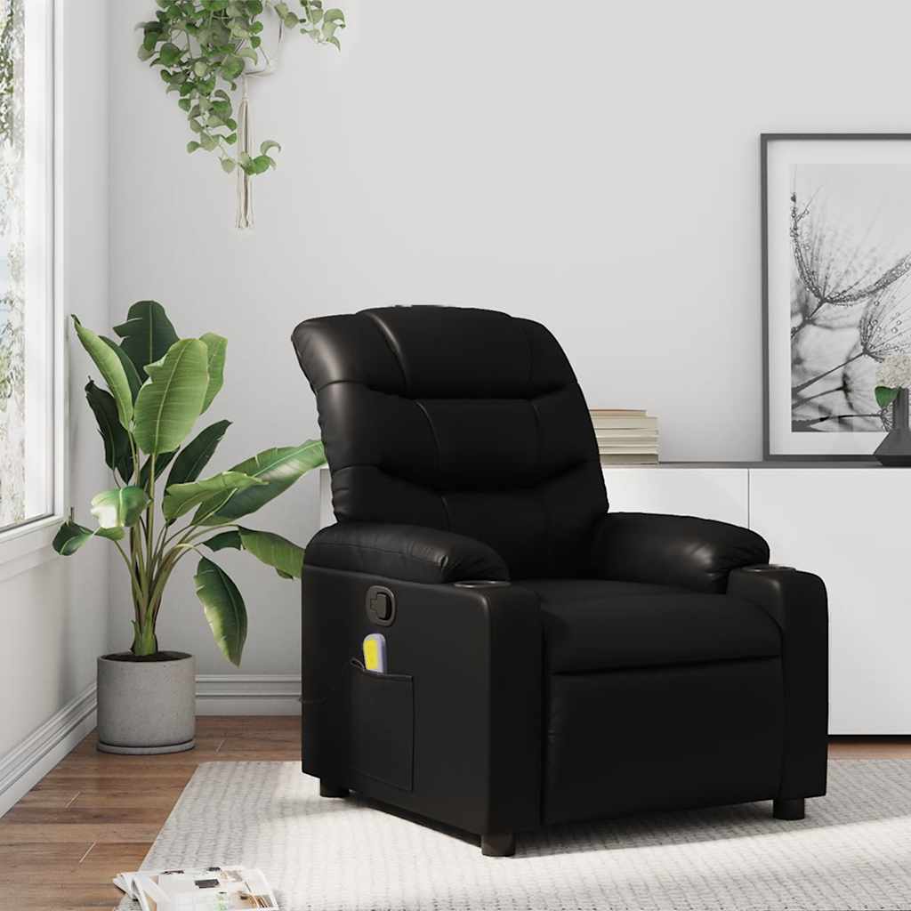 Massage-Relaxsessel, Kunstleder, Schwarz