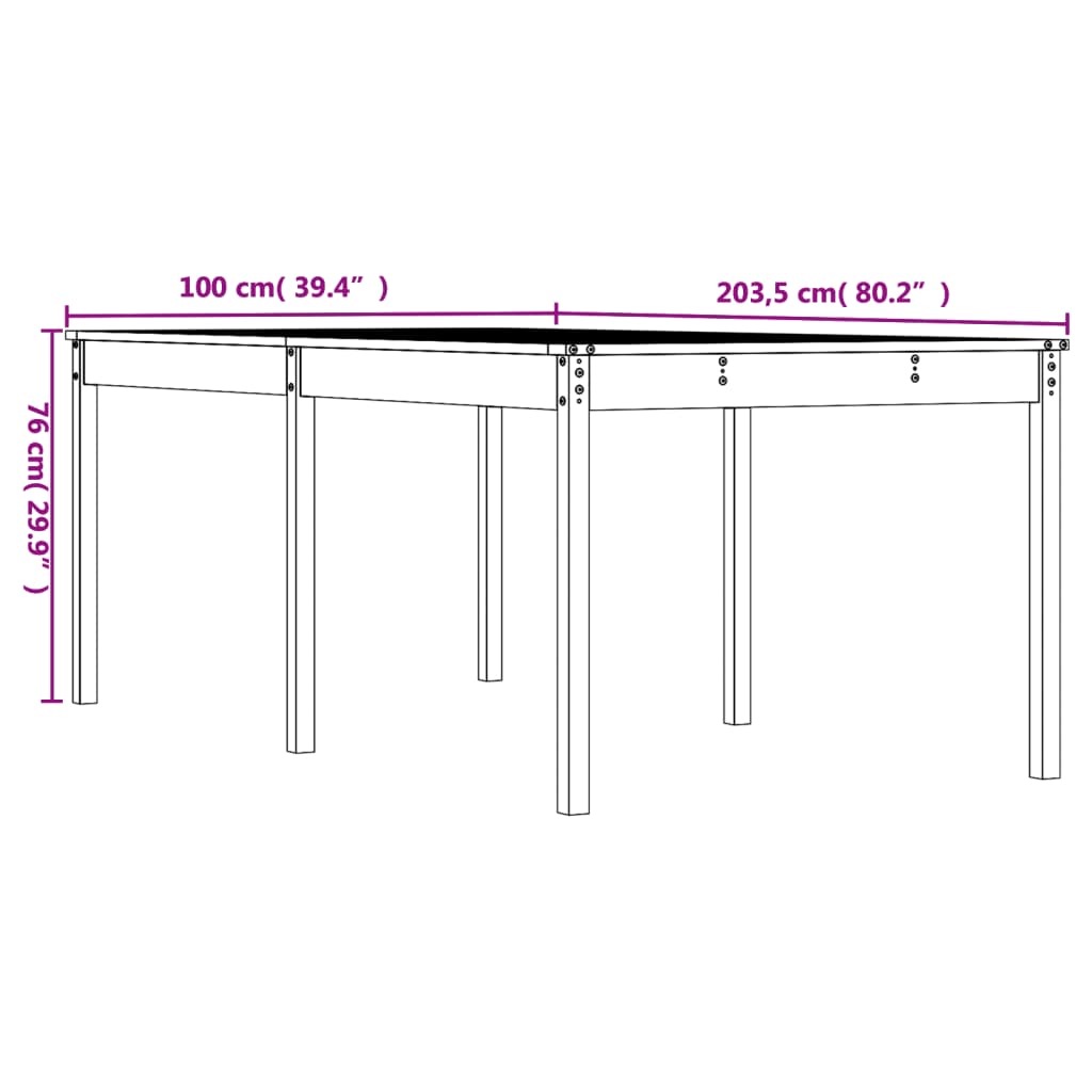 Gartentisch 82,5x82,5x76 cm Massivholz Kiefer