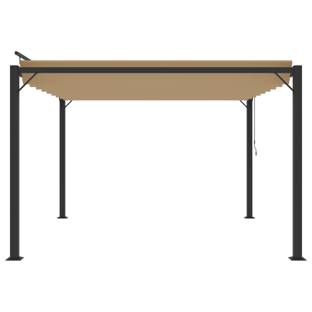 Pergola mit Lamellendach 3x3 m Creme Stoff und Aluminium