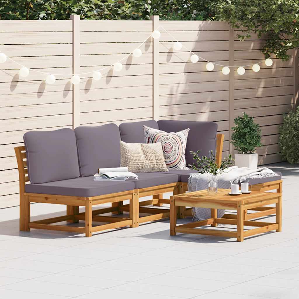 4-tlg. Garten-Lounge-Set mit Kissen Massivholz Akazie
