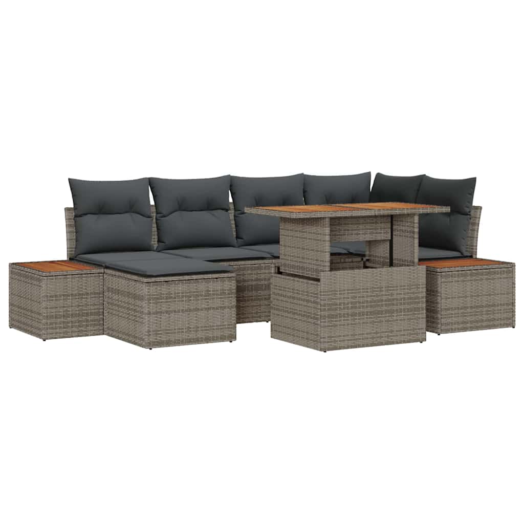 Garten Essgruppe mit Kissen 7 pcs Schwarz und Beige