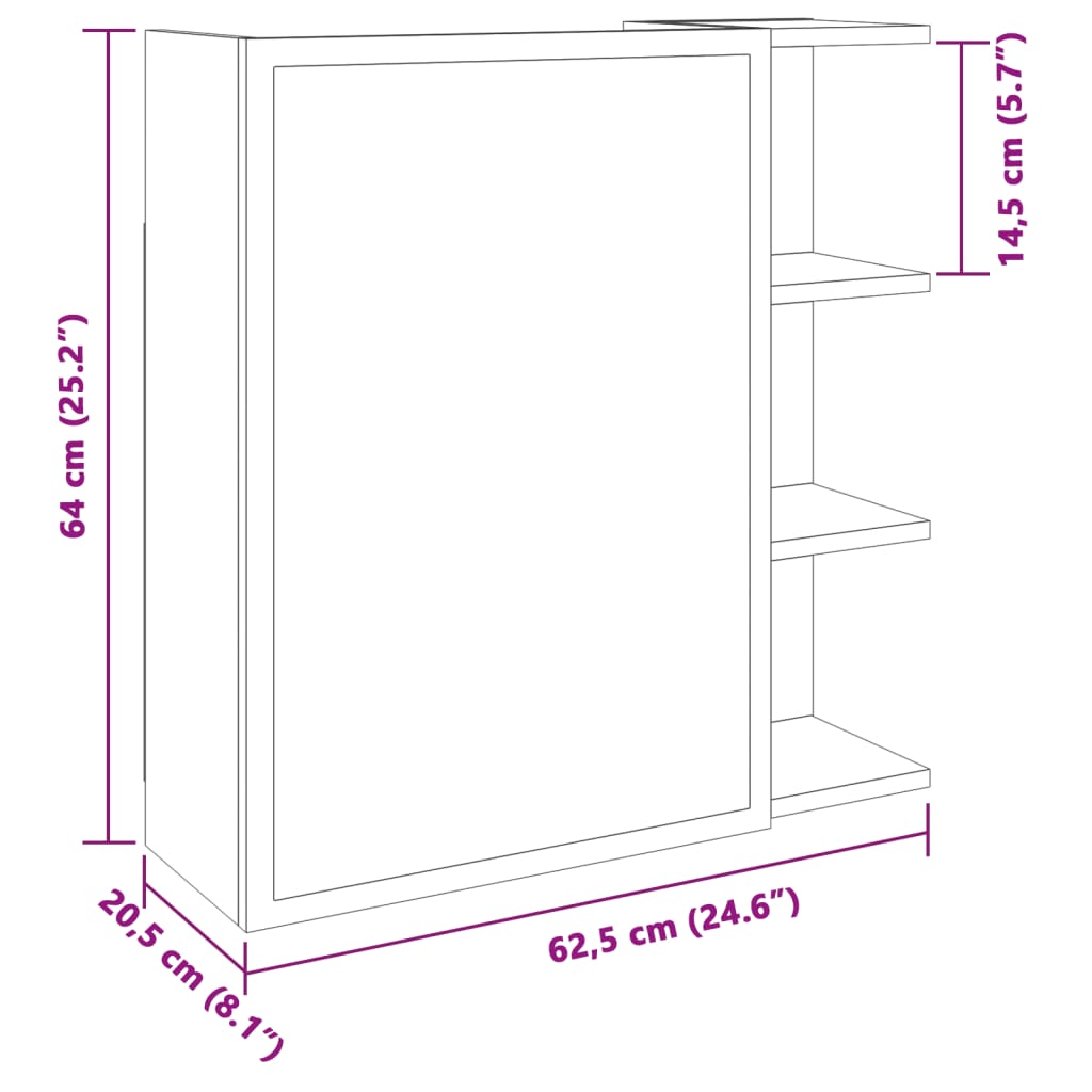 Bad-Spiegelschrank Weiß 62,5x20,5x64 cm Holzwerkstoff