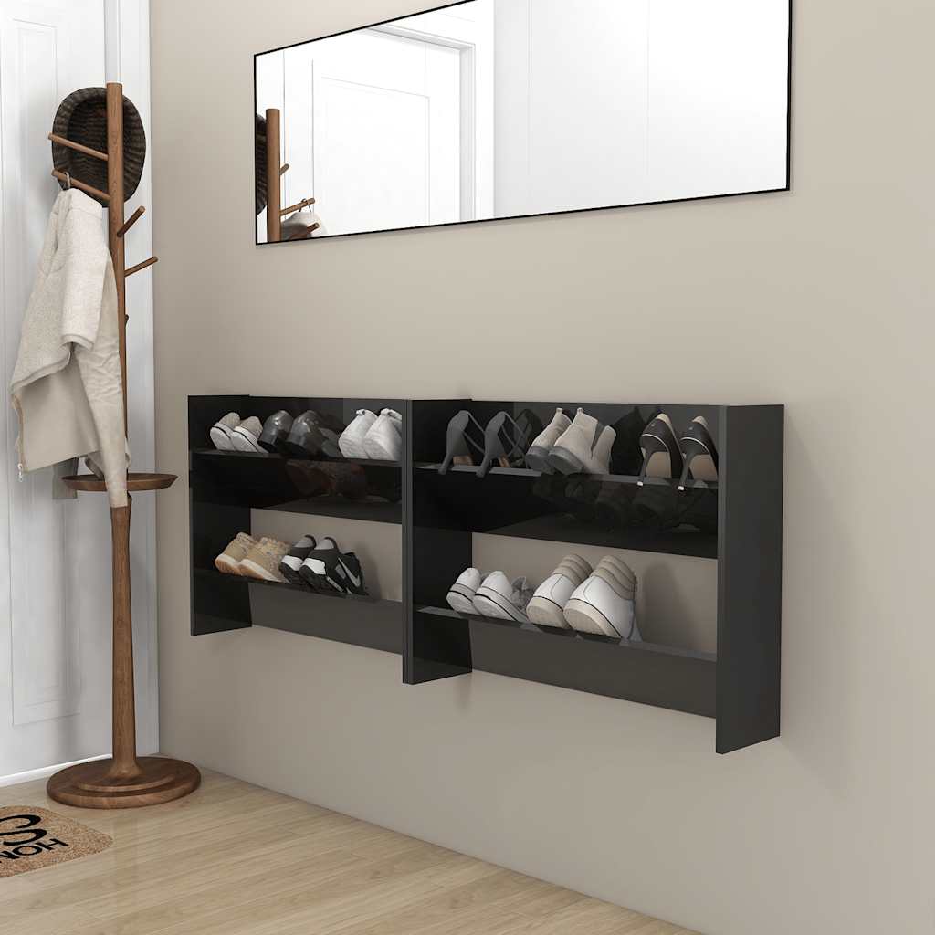 Wand-Schuhschränke 4 Stk. Weiß 60x18x60 cm Holzwerkstoff
