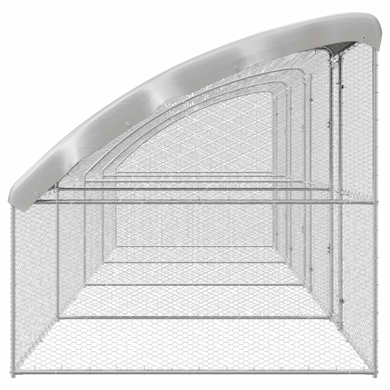Hühnerkäfig 2 pcs Silber 400 x 200 x 200 cm Stahl und PE
