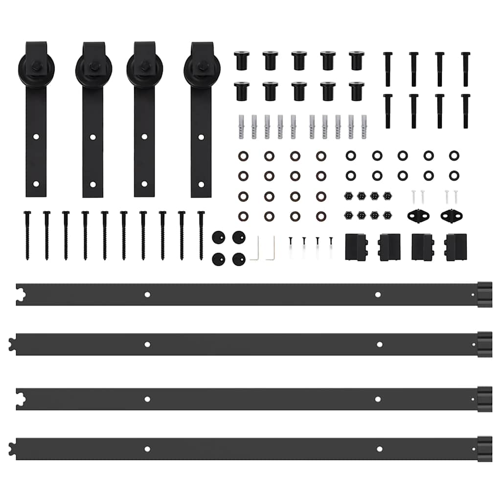 Schiebetürbeschlag-Set 305 cm Stahl Schwarz