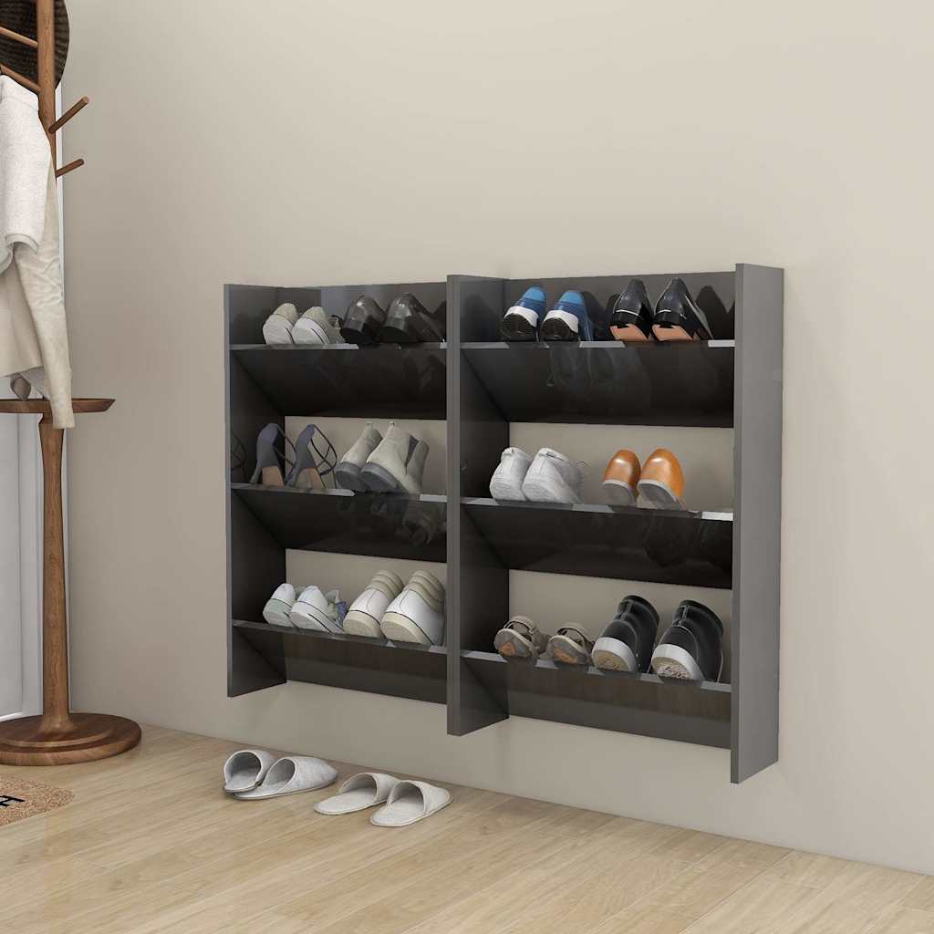Wand-Schuhschränke 4 Stk. Weiß 60x18x60 cm Holzwerkstoff