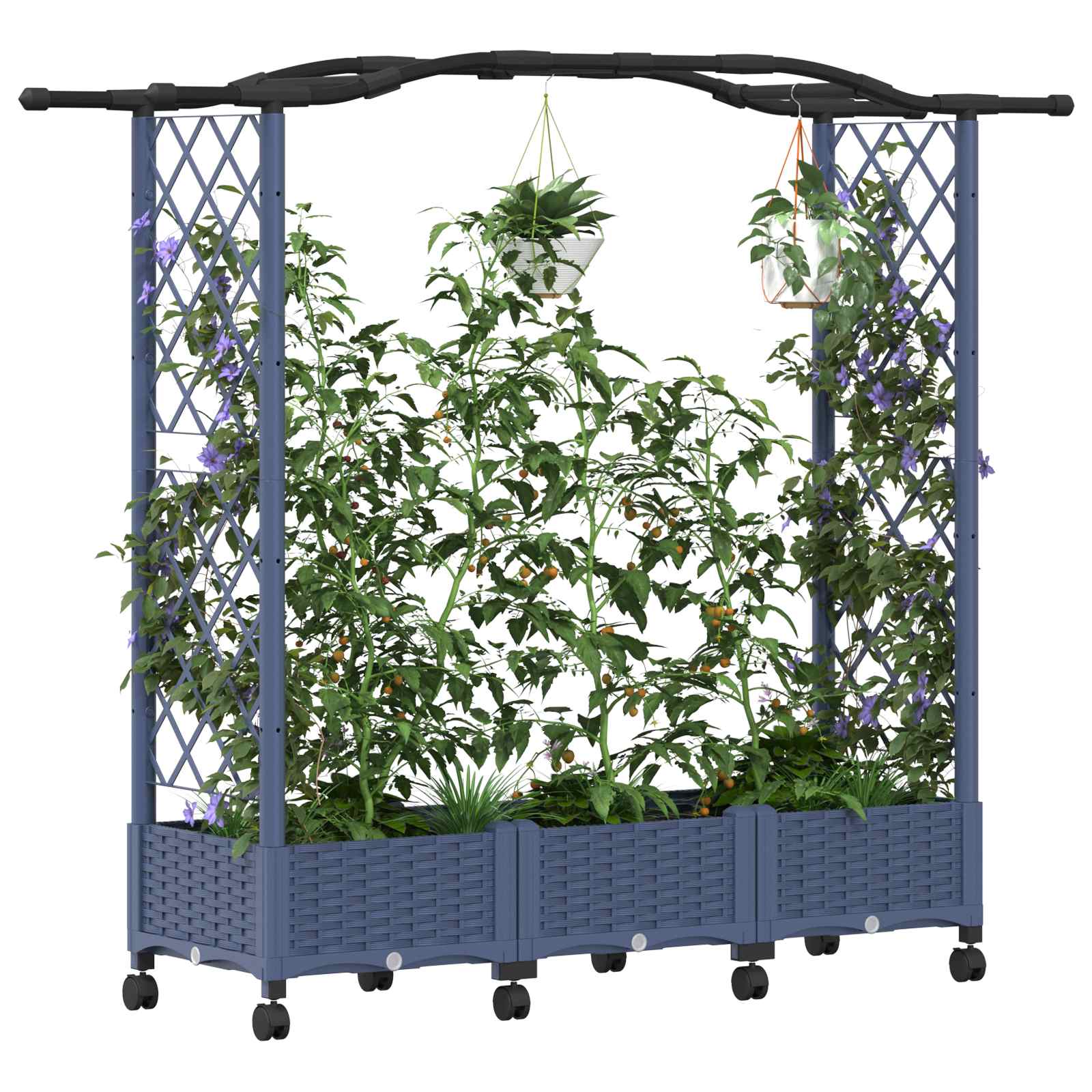 Hochbeet mit Rankgitter und Dach Braun 124 x 40 x 123 cm PP